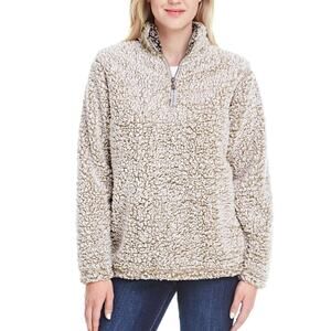 J. America Women's Soft Teddy Sherpa Pullover 1/4 zip Med